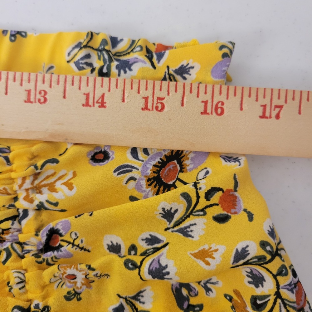 New Max Studio Wrap Skirt Womens XL Yellow Floral Ruffle Midi Romantic Cottage - Picture 12 of 16